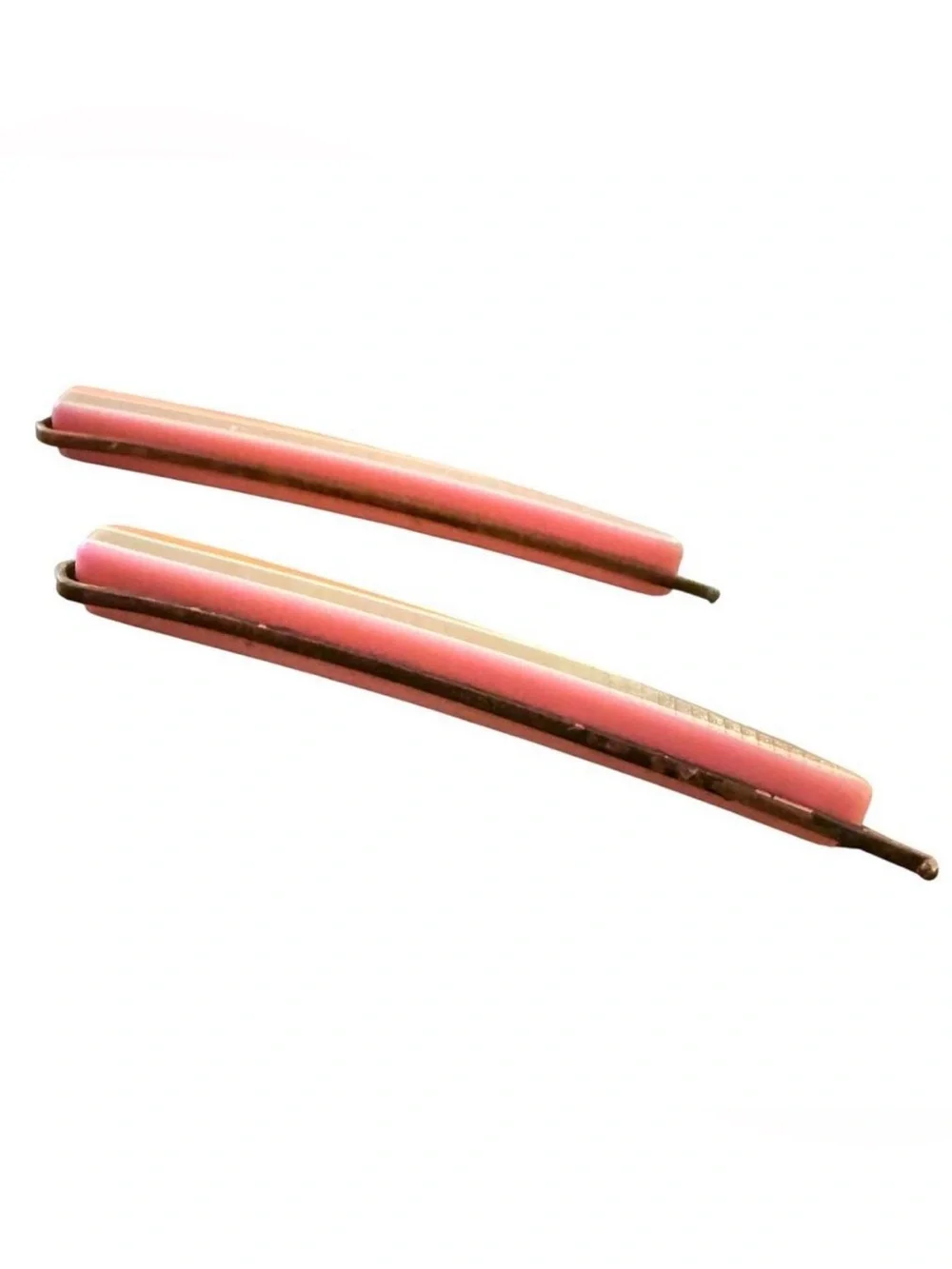 1970’s Vintage Orange Thick Plastic Bobby Pins, Retro Design